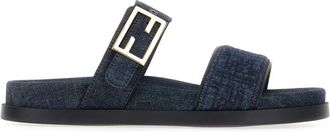 Fendi Sliders, female, Blue, Size: 6 1/2 US Feel Slippers