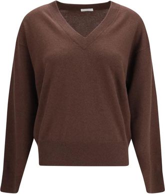 Brunello Cucinelli Brown V Neck Sweater
