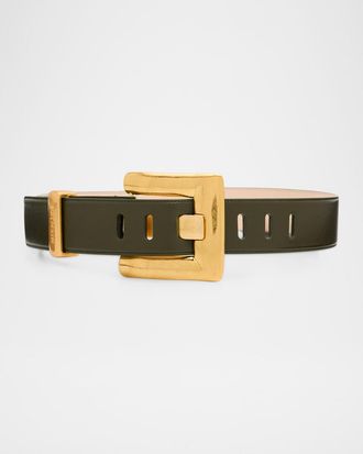 Balmain Anthem Calfskin Leather Belt