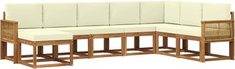 vidaXL Conjunto De Sof&aacute;s De Exterior 8 Uds. Natural Y Crema Vidaxl