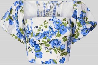 Vero Moda Cropped Blusenshirt mit Square-Neck-Ausschnitt Modell SIENNA in Hellblau, Größe 36