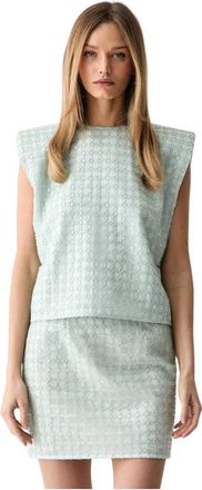 Rotate Sequined Tulle Top - Dames - Blouses - Blauw - XS - Tule - Overhemden