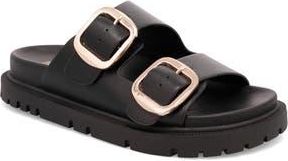 Mia Alttar Slide Sandal in Black W/Gld Buckles at Nordstrom Rack, Size 6.5