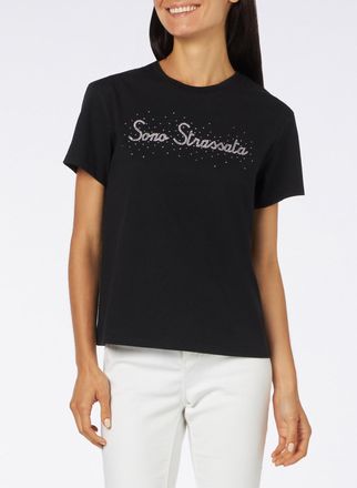 MC2 Saint Barth Woman Heavy Cotton T-shirt With Sono Strassata Rhinestones Print