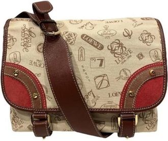 Loewe Pre-owned Shoulder Bags, female, Beige, Size: ONE SIZE Pre-owned Canvas shoulder-bags