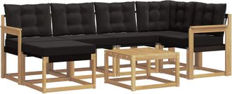vidaXL Conjunto De Sof&aacute;s De Exterior 7 Uds. Blanco Y Negro Vidaxl