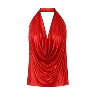 Elisabetta Franchi Blouses, female, Red, Size: XS Top in shiny viscose jersey fabric