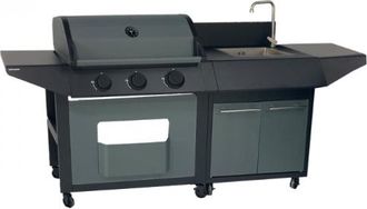 COOK IN GARDEN Barbacoa De Gas Burn 80 3b Con 3 Quemadores, 10,5 Kw, Plancha, Parrilla Y Fregadero Cookin Garden