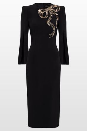 Jenny Packham Love Bow Split-sleeve Midi Dress in Liquorice at Nordstrom, Size 8 Uk