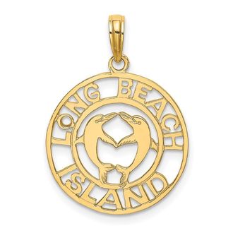 Diamond2Deal 14k Yellow Gold LONG BEACH ISL Dolphins Charm