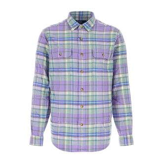 Polo Ralph Lauren Geborduurde Flanellen Overhemd - Heren - Casual Overhemden - Veelkleurig - L - Katoen - Overhemden