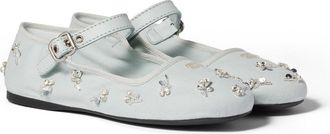Miu Miu Embroidered Drill Ballerinas, Woman, Powder Blue, Size 37,5