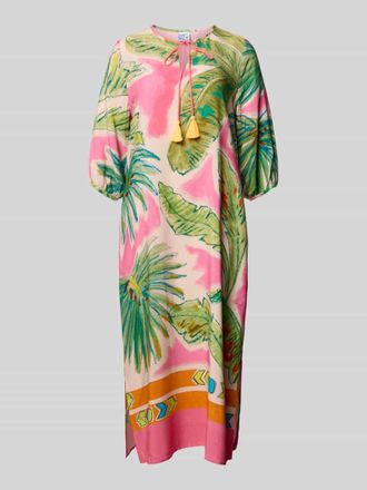 Emily van den Bergh Tunikakleid aus Viskose mit Tunikakragen und Quasten in Pink, Gr&ouml;&szlig;e 36