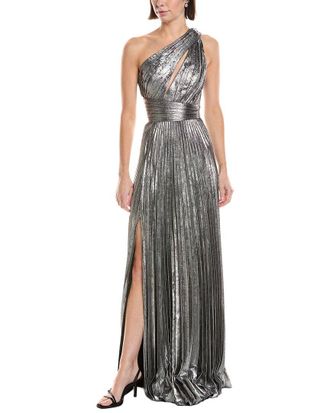 Marchesa Metallic Lame One-Shoulder