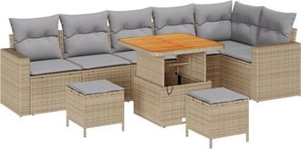 vidaXL Vidaxl - Garden Sofa Set Height-Adjustable 9 pcs Beige Poly Rattan