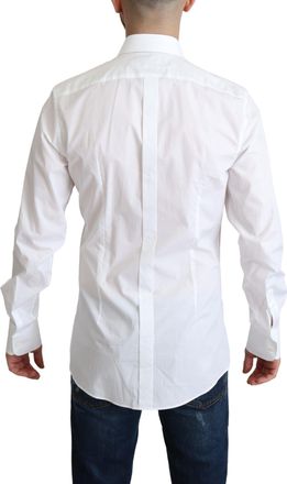 Dolce & Gabbana White Bib Cotton Poplin Men Formal Shirt