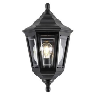 Netlighting Kinsale 1 Light Outdoor Coastal Flush Ceiling Lantern Black IP43 E27