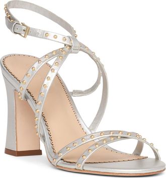Cinq &agrave; Sept Blair Studded Metallic Sandal in Silver/gold at Nordstrom, Size 39.5