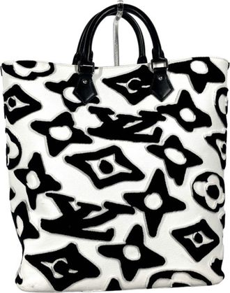 Louis Vuitton Black White Coated Canvas Shoulder Bag Tote Bag (Pre-Owned)