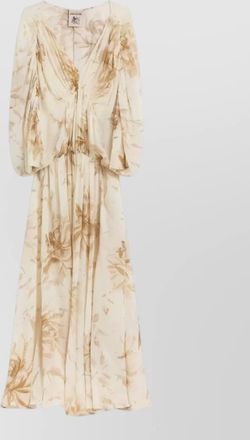 Semicouture floral-print v-neck gathered-waist maxi dress