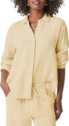 Splendid Adele Oversize Cotton Gauze Button-Up Shirt in Limoncello at Nordstrom, Size X-Large