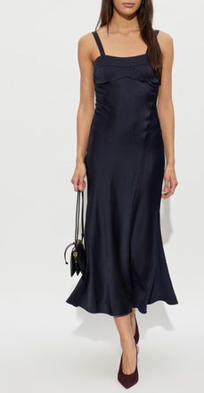 Victoria Beckham Satin Slip Dress, Womens, Navy Blue