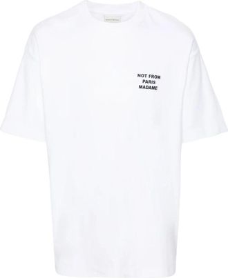 Dr&ocirc;le de Monsieur Le T-Shirt Slogan - Heren - T-shirts - Wit - S - Katoen - Tops