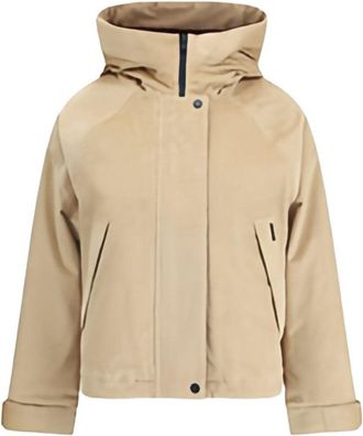 Woolrich Beige Cropped Jacket With High Collar