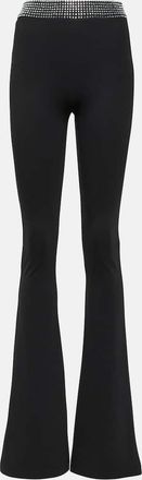 DAVID KOMA Crystal-embellished jersey flared pants