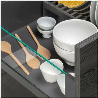 Emuca Caj&oacute;n Exterior Vertex 40kg Con Lateral De Vidrio De Altura 178mm, Profundidad 500mm, Acero Y Aluminio Y Cristal, Gris Antracita - Emuca