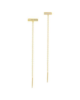 Savvy Cie Jewels Silver CZ Threader Earrings