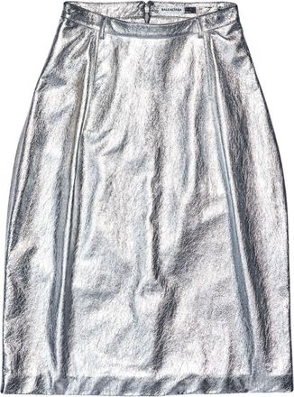 Balenciaga metallic-effect lamb skin skirt - women - Cupro/Lambskin - 40 - Silver