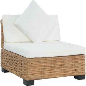 vidaXL Vidaxl - Sof&aacute; Sin Reposabrazos Con Cojines Rat&aacute;n Natural