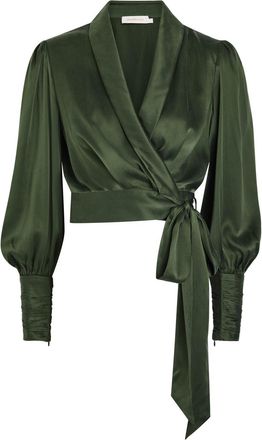 Zimmermann Silk Wrap top - Green Dark - 4 (UK 16 / XL)