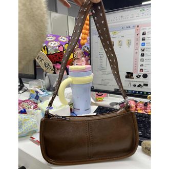 Generic Studded Shoulder Crossbody Bag (Brown)