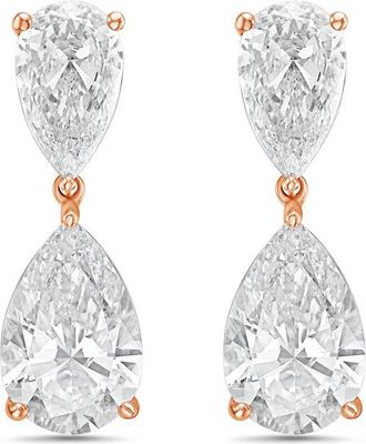Diana M. Jewels 14KW RG 12.00 Ct TW of Lab grown pear shape diamond drop earrings