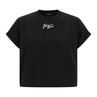 Balmain Cropped Cotton Crewneck T-Shirt