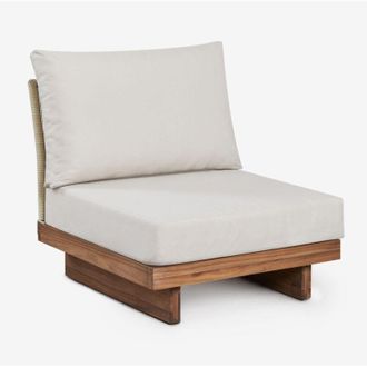 Sklum Sklum - Modulo centrale per divano modulare da giardino in legno di acacia e corda intrecciata Dailin