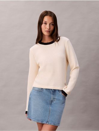 Calvin Klein Jeans Calvin Klein Womens Waffle Knit T-Shirt - Neutral - XS