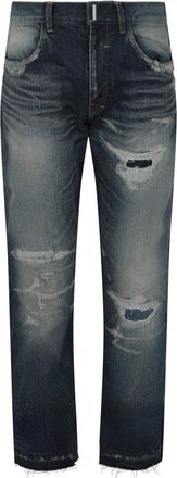 Givenchy Distressed Straight Fit 5 Pocket Jean