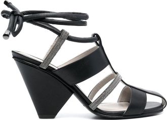 Fabiana Filippi 100mm leather sandals - women - Leather/Leather/Eco Brass/Leather - 40 - Black