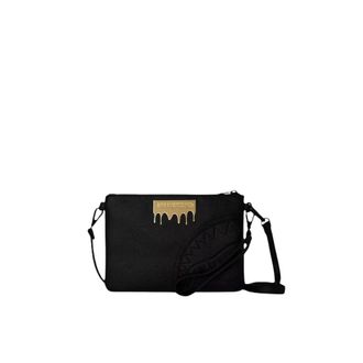 Sprayground Cross Body Bags, female, Black, Size: ONE SIZE Gold Brick Luxe Crossover Clutch