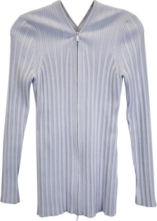 Proenza Schouler White Label Rib Knit Zip Cardigan in Light Blue Cotton