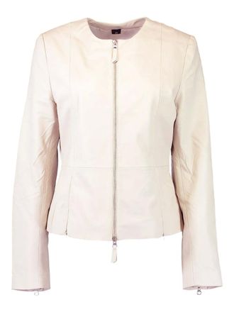 Lusso Blair zip-front fitted jacket - women - Lamb Skin - L - White