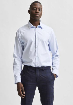 Selected Businesshemd SELECTED SLHSLIMETHAN SHIRT, Herren, Gr. XXL, N-Gr, light blau, Web, Obermaterial: 100% Baumwolle, Hemden Businesshemd