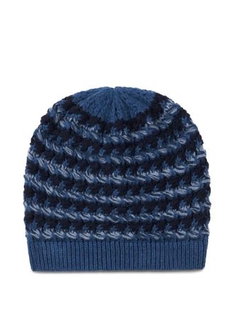 Etro wool-blend patterned beanie - Blue