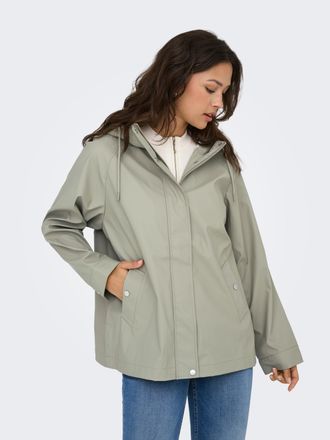 Only Allwetterjacke ONLY ONLELISA SHORT RAINCOAT OTW, Damen, Gr. XL, braun (laurel oak), Web, Obermaterial: 100% Polyester, unifarben, Po-bedeckend, Jacken