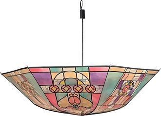 Generic Stained Glass Umbrella - Manual Clear Parasol Umbrella With Strong Frame | Stylish Rain Protection Parasol | Transparent Stained Glass Design Umbrella