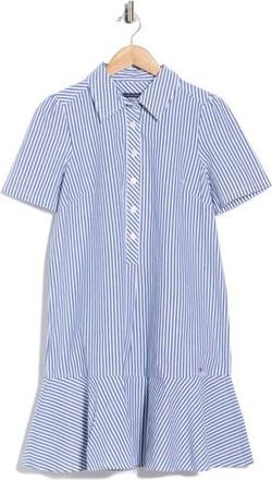 Tommy Hilfiger Ruffle Hem Cotton Shirtdress in Nouvean Navy at Nordstrom Rack, Size 12