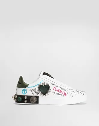 Dolce & Gabbana Portofino Calfskin Sneakers - Man Sneakers Multicolor 40.5